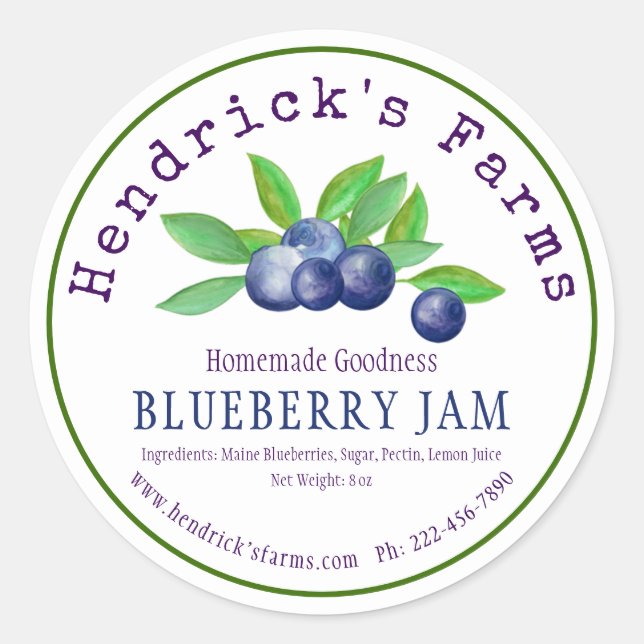 Maßgeschneiderter "Homemade Jam" für moderne Unter Runder Aufkleber (Vorderseite)