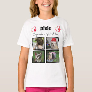 Maßgeschneiderter Hundeliebhaber 4-Foto-Collage fü T-Shirt