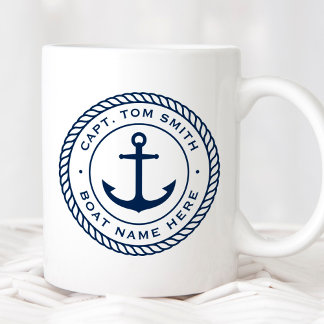 Maßgeschneiderter Kapitän und Schiffsnamensgrenze Kaffeetasse