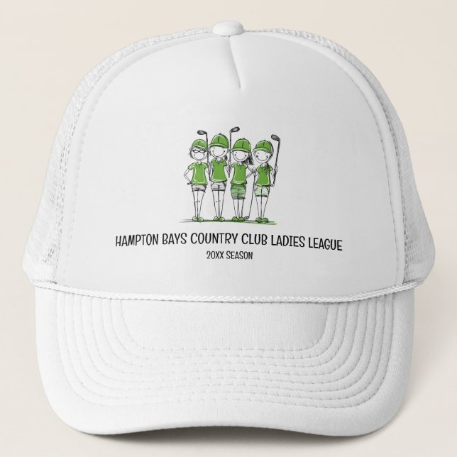 Maßgeschneiderter Ladys Golf League Hut mit Saison Truckerkappe (Vorderseite)