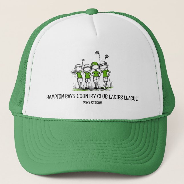 Maßgeschneiderter Ladys Golf League Hut mit Saison Truckerkappe (Vorderseite)