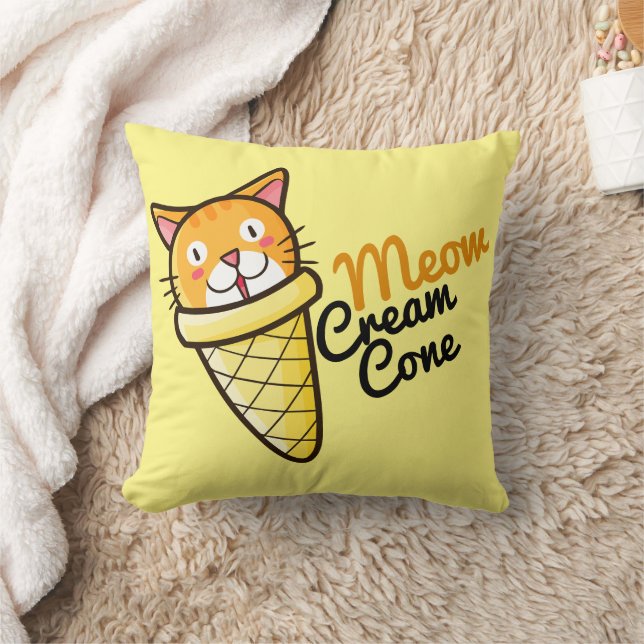 Maßgeschneiderter Meow Cream Cone Kissen (Decke)