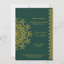 Maßgeschneiderter Metallic Gold Emerald Mehendi In Einladung