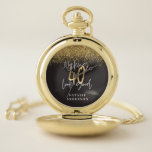 Maßgeschneiderter moderner 40. Geburtstag Schwarz- Taschenuhr<br><div class="desc">Chic elegante Typografie 40. Geburtstag schwarz und Gold Effekt Geburtstag Design. Ideal zum Geburtstag oder zum Party.</div>