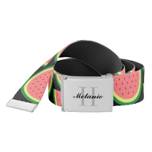 Maßgeschneiderter Monogramm- und Wassermelone-Lein Gürtel