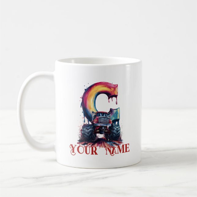 Maßgeschneiderter Name 'C' Mud Spritzer Monstrous  Kaffeetasse (Links)