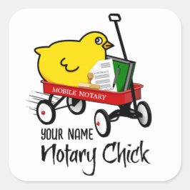 Maßgeschneiderter Name für den mobilen Notar-Chick Quadratischer Aufkleber