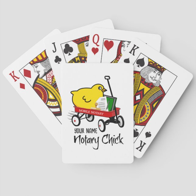Maßgeschneiderter Name für den mobilen Notar-Chick Spielkarten (Rückseite)