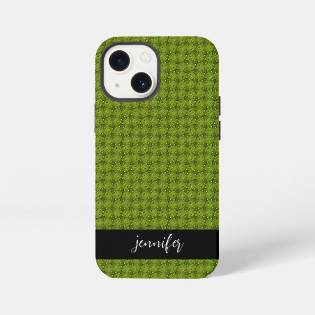 Maßgeschneiderter Name Gras mit Wasserfallmuster iPhone 13 Mini Hülle (Rückseite)