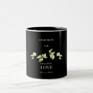 Maßgeschneiderter Name Muttertag "Zuhause voller L Zweifarbige Tasse