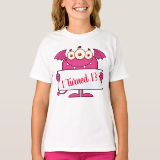 Maßgeschneiderter niedliche Geburtstag "I turn 13" T-Shirt