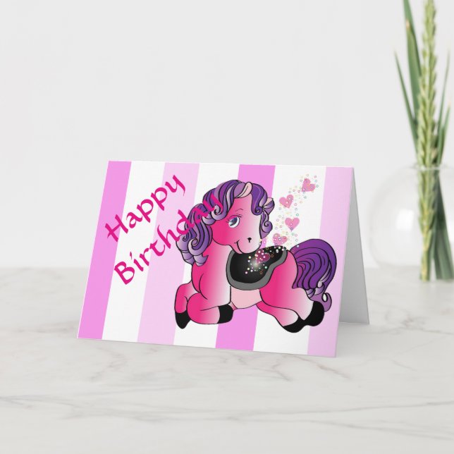 Maßgeschneiderter Niedlicher kleiner Cartoon Pony Karte (Vorderseite)