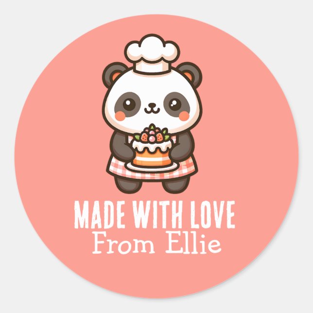 Maßgeschneiderter Niedlicher Panda Baker aus Liebe Runder Aufkleber (Vorderseite)