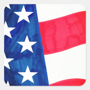 Maßgeschneiderter Patriotic USA Flaggenaufkleber Quadratischer Aufkleber