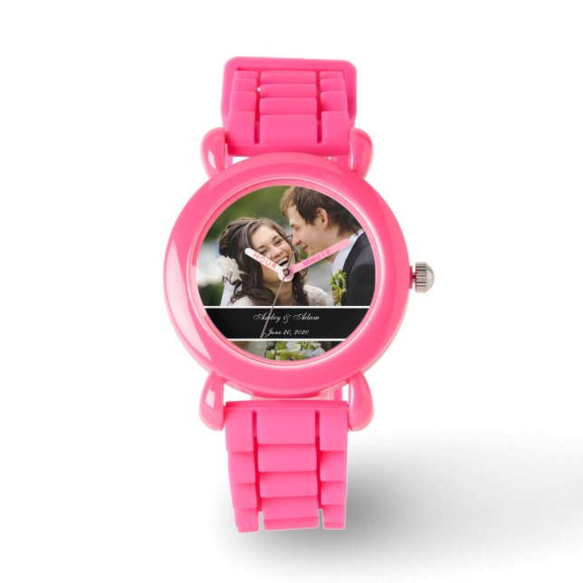 Maßgeschneiderter Personalisierter Hochzeitssticht Armbanduhr (Vorderseite)