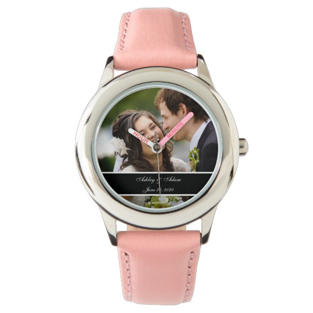 Maßgeschneiderter Personalisierter Hochzeitssticht Armbanduhr (Vorderseite)