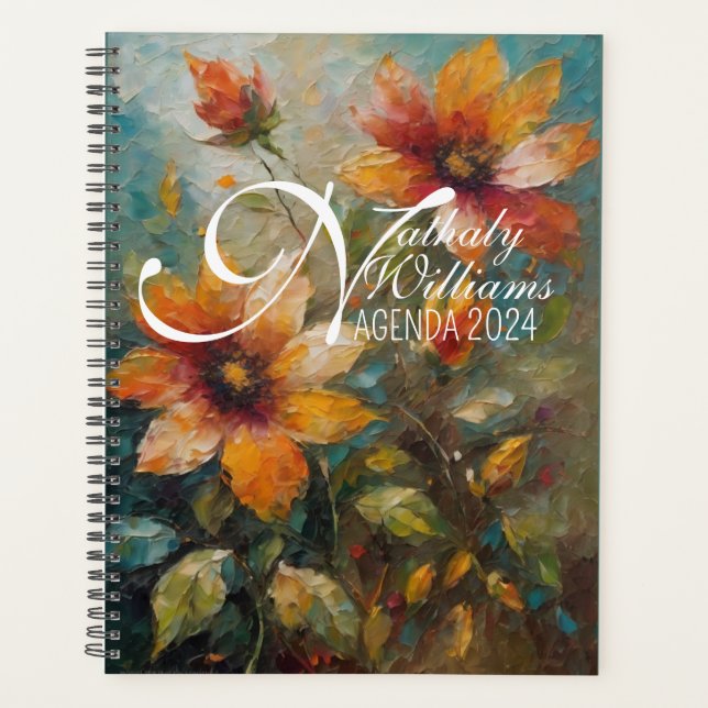 Maßgeschneiderter Planer, boho, botanischer Plan Planer (Vorderseite)