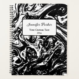 Maßgeschneiderter Planer im Schwarz-Weiß-Marmor-St