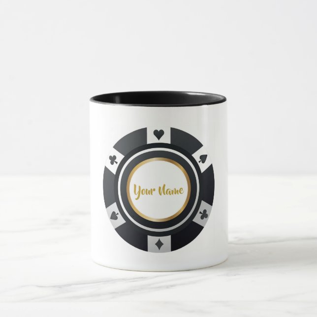 Maßgeschneiderter Poker-Chip Schwarz-weiß Tasse (Zentrum)