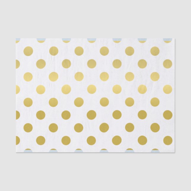 Maßgeschneiderter Print White and Gold Polka Dot Seidenpapier (Vorderseite)