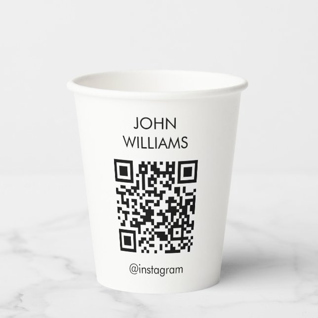 Maßgeschneiderter QR-Code für die Ausstellung Pappbecher (Vorderseite)