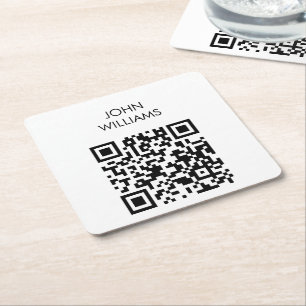 Maßgeschneiderter QR-Code für die Ausstellung Rechteckiger Pappuntersetzer