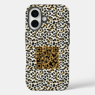 Maßgeschneiderter QR-Code und Leopard-Skin-Muster iPhone 16 Hülle