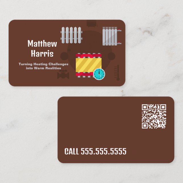 Maßgeschneiderter QR-Heizingenieur Visitenkarte (Vorne/Hinten)