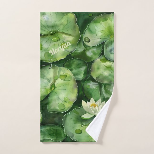 Maßgeschneiderter ruhiger Wasserfarbteich | Lotus  Handtuch (Handtuch)