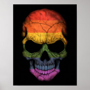 Maßgeschneiderter Schädel mit Gay Pride-Regenbogen Poster