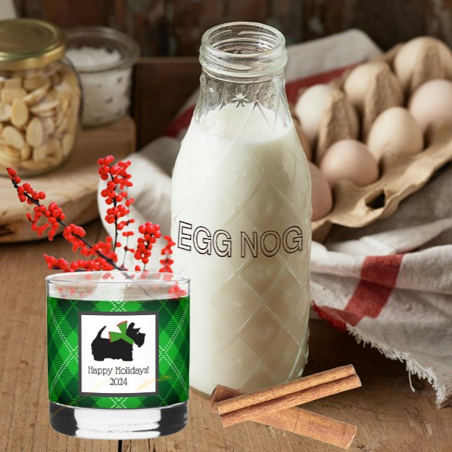 Maßgeschneiderter Scotty Hund und Tartan Urlaub Whiskyglas (A homemade egg nog will be delicious in this customized Scottie Christmas glass!)