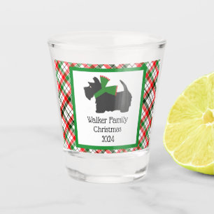 Maßgeschneiderter Scotty Hund und Tartan Weihnacht Schnapsglas