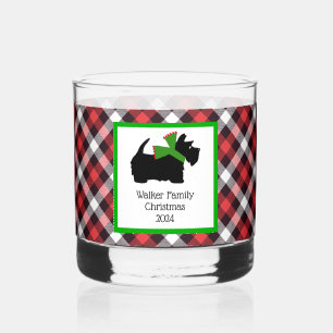 Maßgeschneiderter Scotty Hund und Tartan Weihnacht Whiskyglas