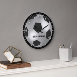 Maßgeschneiderter Silver Soccer Ball Große Wanduhr