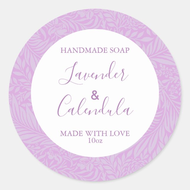 Maßgeschneiderter Soap Label Floral Pattern Lavend Runder Aufkleber (Vorderseite)