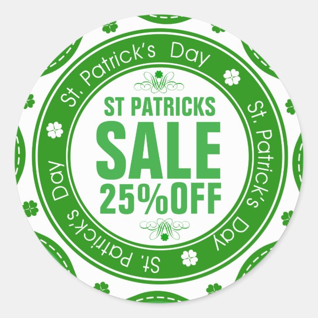Maßgeschneiderter St Patrick's Sale-Aufkleber Runder Aufkleber (Vorderseite)