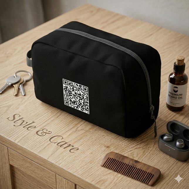 Maßgeschneiderter Toilettenbeutel mit QR-Code Waschbeutel (Custom Travel Toiletry Bag with QR Code)