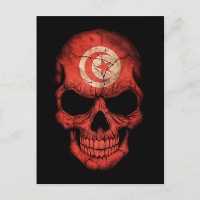 Maßgeschneiderter tunesischer Flag-Schädel Postkarte (Vorderseite)