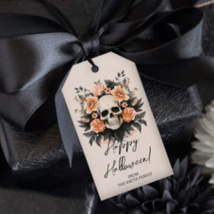 Maßgeschneiderter Vintager Blumenschädel Geschenkanhänger