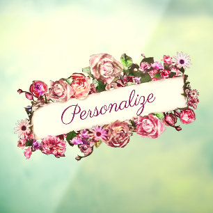 Maßgeschneiderter Vintager Girly Floral Store Fensteraufkleber