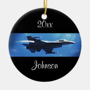 Maßgeschneiderter Weihnachts F16 Falcon Fighter Je Keramik Ornament