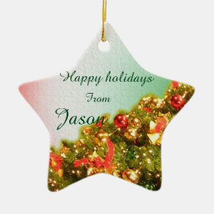 Maßgeschneiderter Weihnachtsbaum mit Text Keramik Ornament