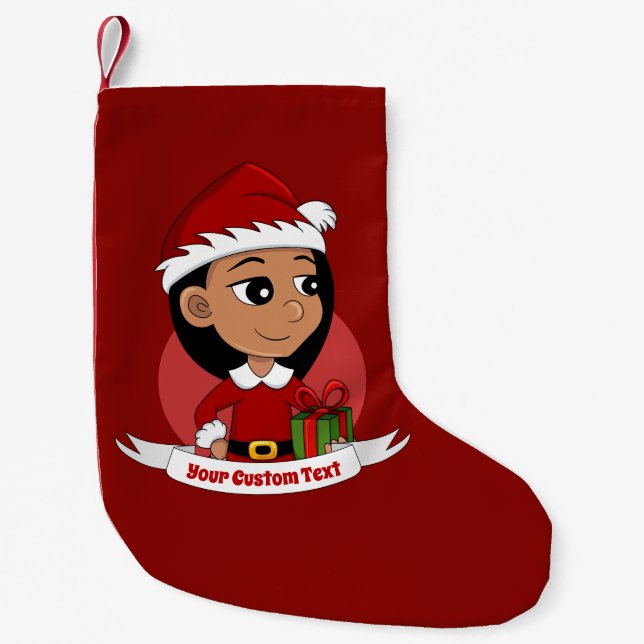 Maßgeschneiderter Weihnachtsmädchen Cartoon Kleiner Weihnachtsstrumpf (Vorderseite)