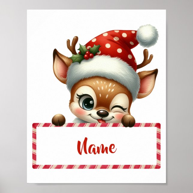 Maßgeschneiderter Weihnachtsmann & Candy Cane Poster (Vorne)