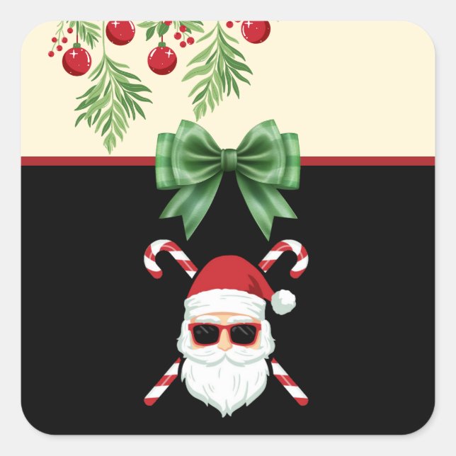 Maßgeschneiderter Weihnachtsmann mit Kreuzkanälen  Quadratischer Aufkleber (Vorderseite)