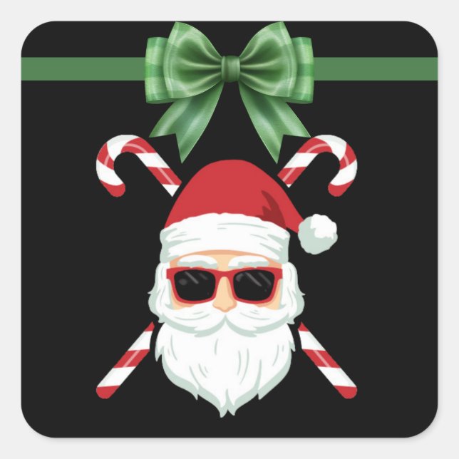 Maßgeschneiderter Weihnachtsmann mit Kreuzkanälen  Quadratischer Aufkleber (Vorderseite)
