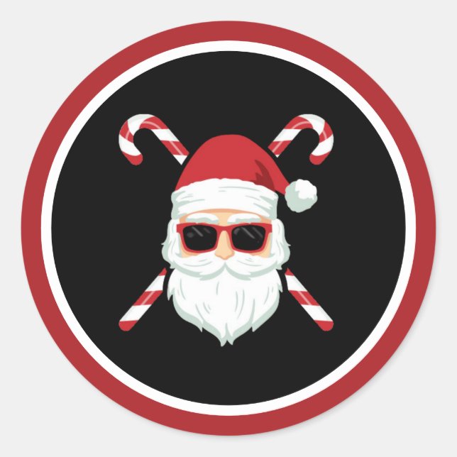 Maßgeschneiderter Weihnachtsmann mit Kreuzkanälen  Runder Aufkleber (Vorderseite)