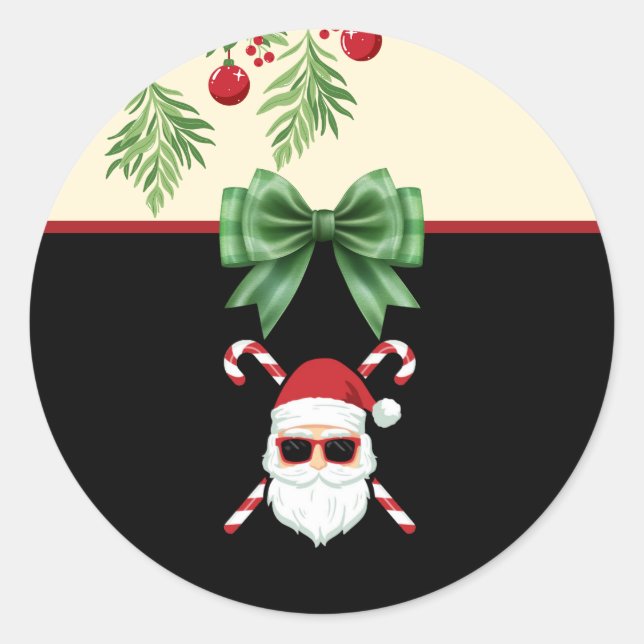 Maßgeschneiderter Weihnachtsmann mit Kreuzkanälen  Runder Aufkleber (Vorderseite)