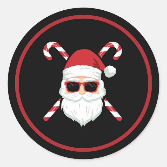 Maßgeschneiderter Weihnachtsmann mit Kreuzkanälen  Runder Aufkleber (Vorderseite)