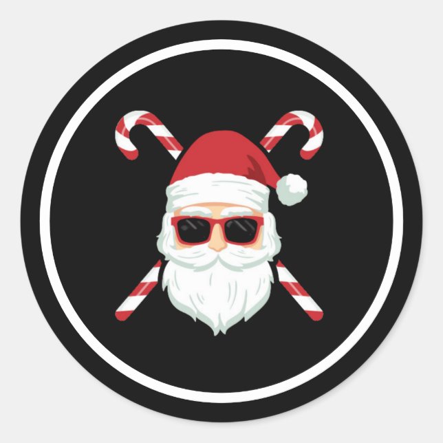 Maßgeschneiderter Weihnachtsmann mit Kreuzkanälen  Runder Aufkleber (Vorderseite)